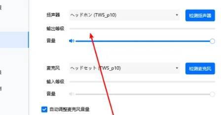 扬声器选项下拉列表展示图