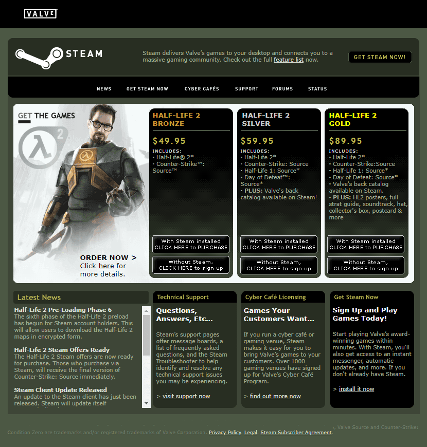 Steam 2004年商店页面