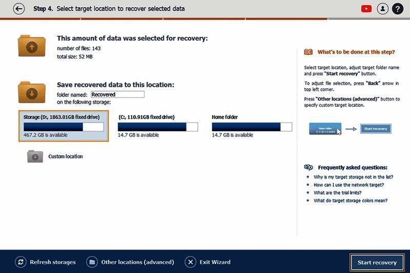 Raise Data Recovery软件选择保存路径开始恢复界面