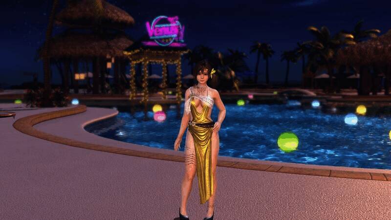 《死或生：沙滩排球女神假期》夜间泳池拍摄背景