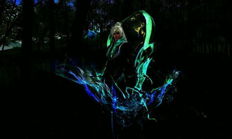 帝魂降世搭配翎羽少侠在竹林中的画面