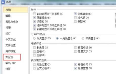 安全性选项卡中密码设置的界面图
