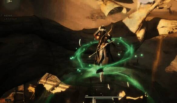 继续顺着绿色光圈靠近画面