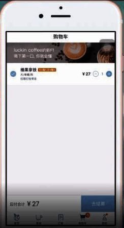Luckin Coffee app 购物车页面示例图