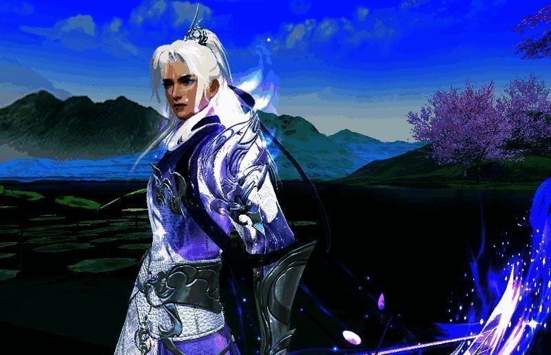 身着孤月点萤的紫英男脸模少侠一