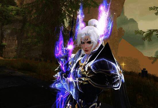 武运男脸模搭配神武八荒铠甲在林间的另一视角图