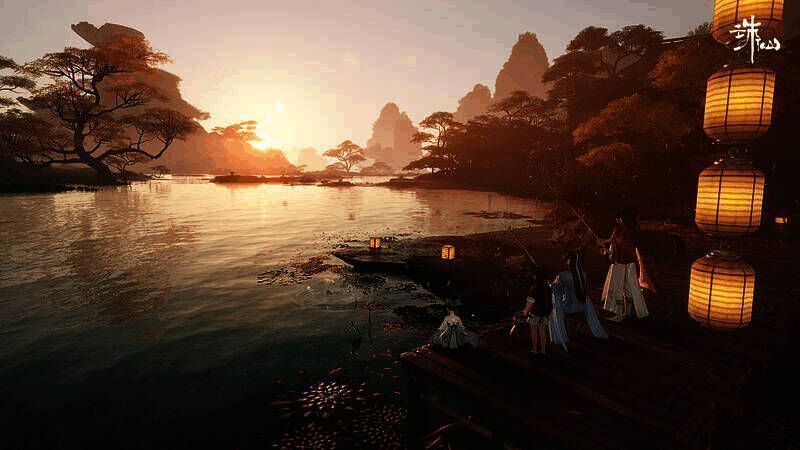 《诛仙世界》玩家钓鱼场景