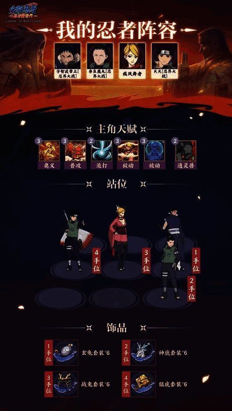 宇智波带土与其他新区适配忍者组成的阵容图示，强调控场与资源分配