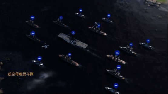 航母战斗群在海面航行，战机起飞，形成海空一体化作战体系