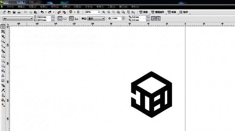 CorelDRAW工具栏中的形状工具组被选中，鼠标悬停在变换工具上
