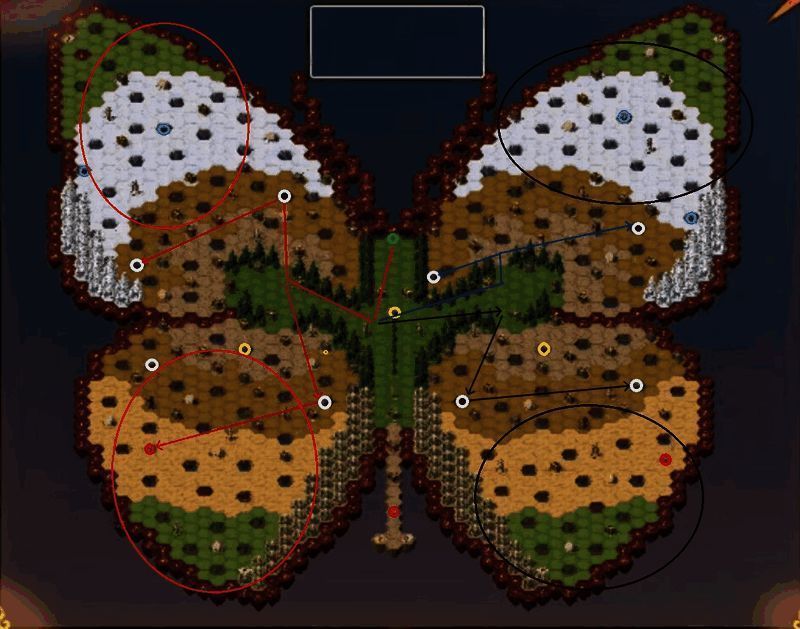 远征路线规划示意图，箭头指示探索方向