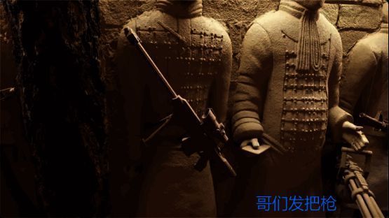 明朝大将戚继光身穿铠甲驾驶机甲腾空而起，身后是现代化装甲部队