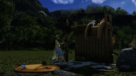 萝切水果家具动态演示，玩家在家中使用互动动作进行切水果