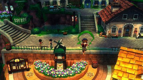 滑翔伞飞行场景，角色展开滑翔伞穿越山谷