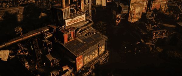 夕阳下的城市剪影，建筑物轮廓清晰可见，氛围感十足