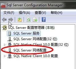 SQL Server网络配置菜单选项截图