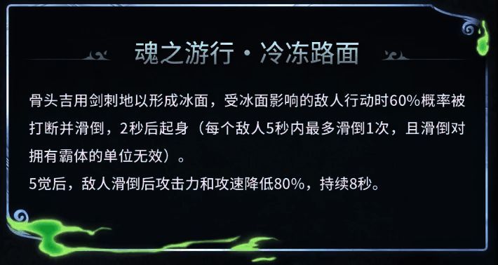 战斗场景截图，敌人在冷冻路面上滑倒挣扎，周围布满冰晶特效