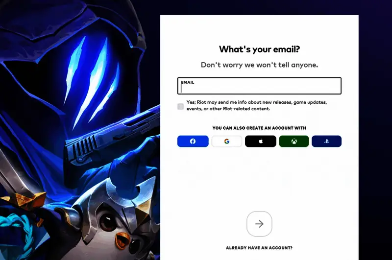 PBE美测服注册输入邮箱界面图