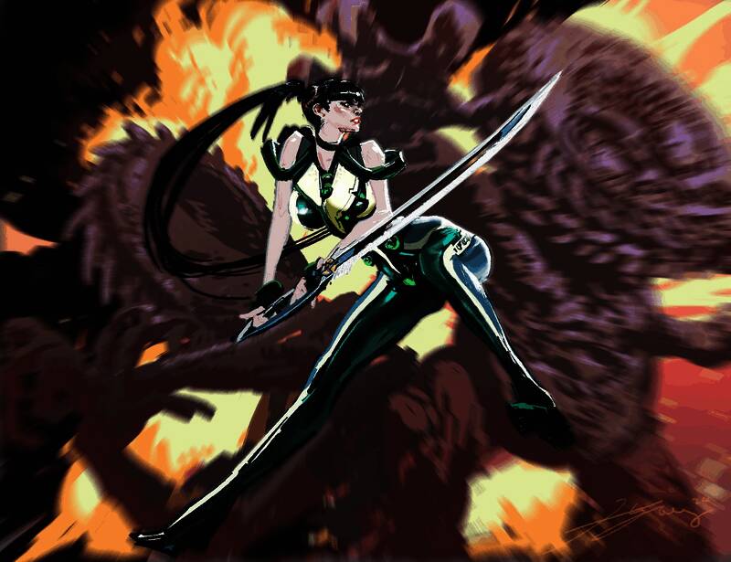 《星刃》女主角 Eve 的艺术图