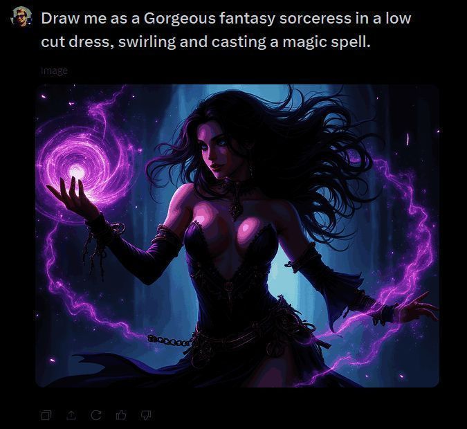 网友使用 Grok 生成的女巫图片