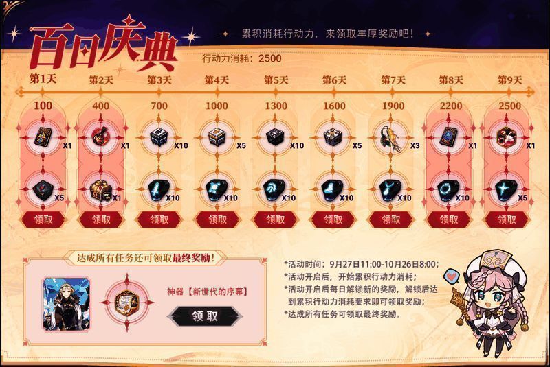 百日纪念冲刺活动奖励说明图