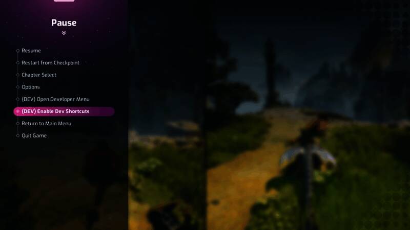 暂停游戏选择开发者菜单截图