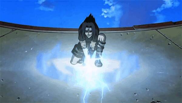 佐助使用千鸟攻击我爱罗的画面