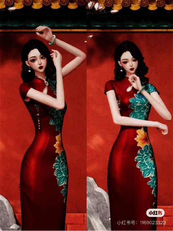 《以闪亮之名》中绘制花样的旗袍