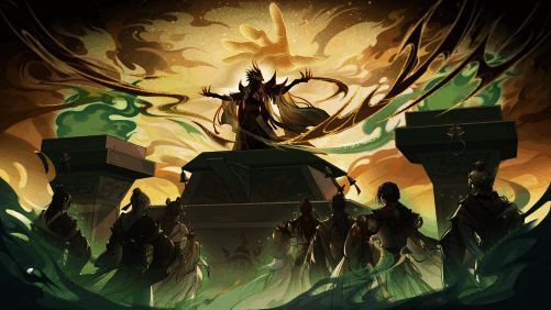 蛊灵修炼场景，修士与仙蛊结契，周身灵气缭绕