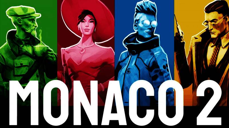 《摩纳哥2》游戏封面风格画面，展现经典盗贼团队形象