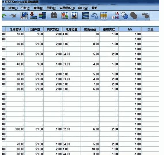 SPSS分组结果显示界面截图，展示第一组数据的具体分类情况