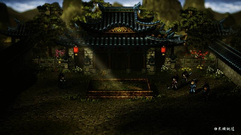 叶云兄妹在HD-2D画面中策马奔腾，背景为古代战场