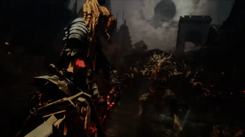 游戏世界全景展示，荒凉战场与宏伟建筑交相辉映