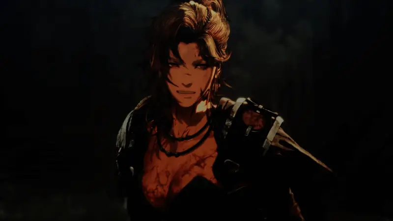 角色特写镜头，面部表情刻画细腻，盔甲纹理清晰可见