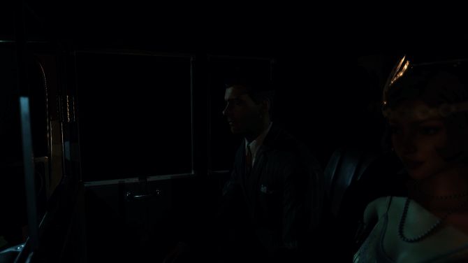 遊戲劇情截圖，角色在昏暗街頭交涉，背景有槍火與霓虹燈特效