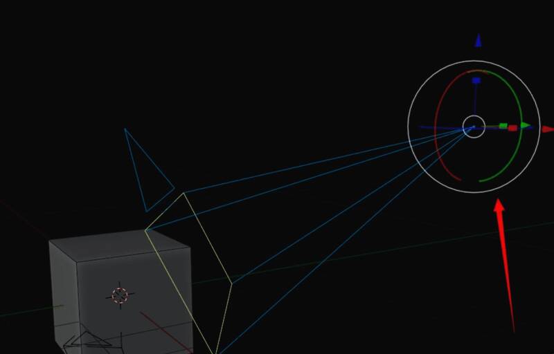 调整尺寸后的摄像机在视图中显示变大，覆盖更广的拍摄区域