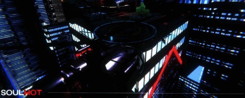 《SOULHOT》游戏封面图，展现极具未来感的战斗场景