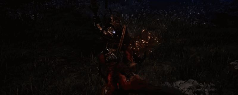 艾尔登法环黑夜君临游戏实机画面，展示角色手持巨盾与敌人激烈对战的场景