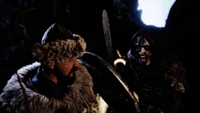 主角骑马穿越广袤草原，远处是古老城堡与蓝天相映