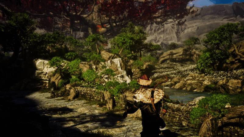 主角与部落长老交谈，周围是热情围观的村民