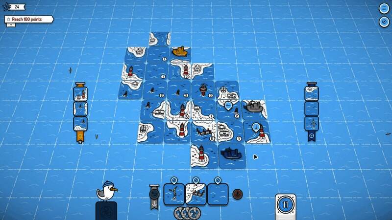 游戏界面展示地砖拼接机制，色彩鲜明，风格清新可爱