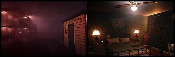 角色在房间内翻找线索，墙上贴满笔记和线索图