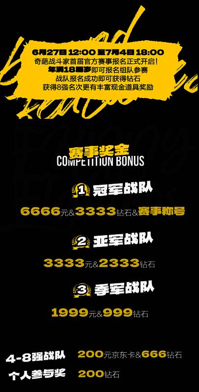 《奇葩战斗家》赛事宣传图，画面中角色各展奇招，气氛热烈