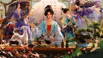 心王·点翠涛外观试穿图，服饰色彩淡雅，细节精致展现古风韵味