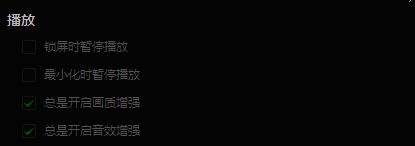 播放器音效增强设置选项已勾选，提示功能已激活