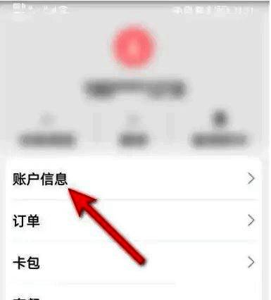 账户信息页面展示，包含多个可点击的管理选项