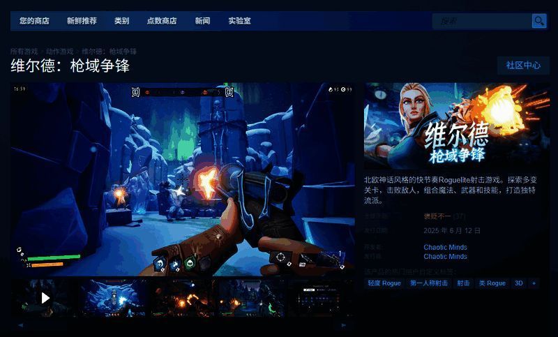 Steam商店页面截图，展示《维尔德：枪域争锋》商品封面与价格信息