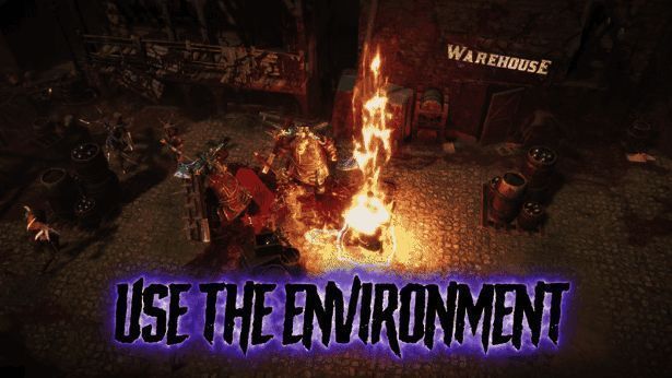 主角团在昏暗街道上与巨型怪物对峙，气氛压抑而紧张