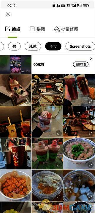 素材选择页面截图，展示多种图片资源