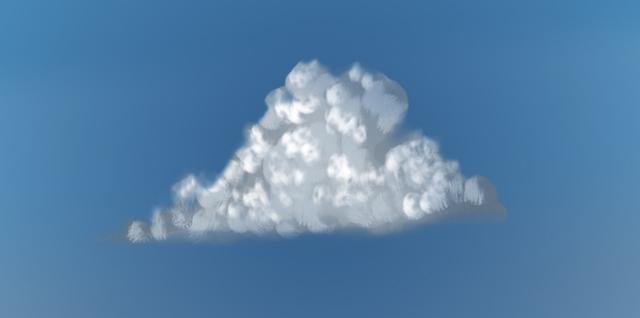 橡皮擦工具处理云朵边缘的效果对比图